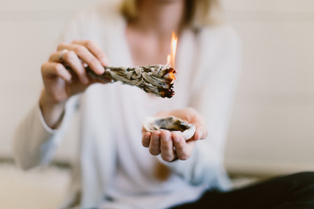 woman burning sage