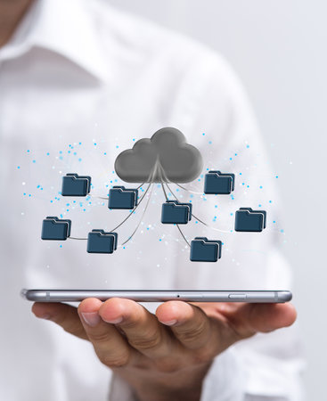 Artificial Intelligence Cloud technology. Integrated digital web concept backgroundの写真素材