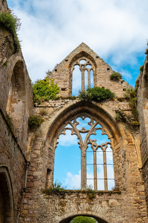 Ruins of the church of Abbaye de Beauport in the village of Paimpol, CÃ´tes-d'Armor department, French Brittany. Franceの写真素材