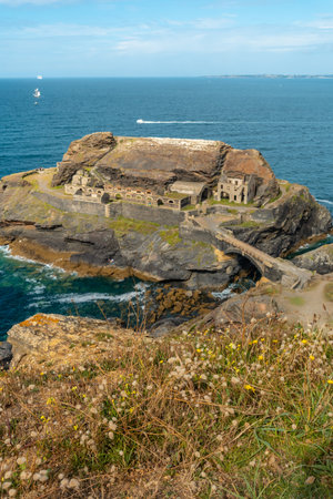 Fort des Capucins a rocky islet with a war fort, cliff in the town of Roscanvel, on the Crozon peninsula in France.の写真素材