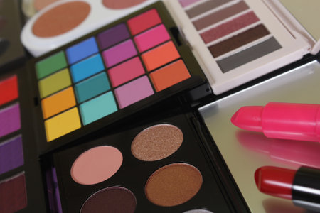 Brightly Colored Cosmetic Pigment Palettesの写真素材