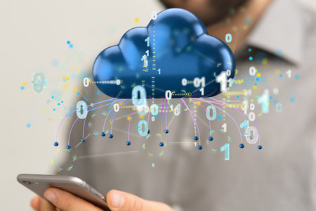 data security - Cloud technology. Integrated digital web concept background