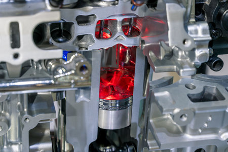 close up view of engine in electricity powered car.