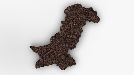 Pakistan Map 3d soil surface 14 august independence day 3d illustrationの写真素材