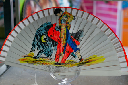typical spanish fan in a souvenir storeの写真素材