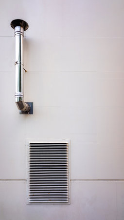 Ventilation in stainless steel duct. Meets the smoke, gas and temperature extraction requirements.の写真素材