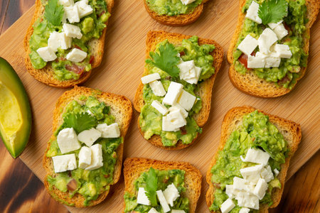 guacamole toast, low fat healthy foodの写真素材