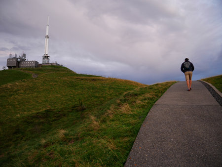 Nice picture of a hiker in Puy de Dome in central France