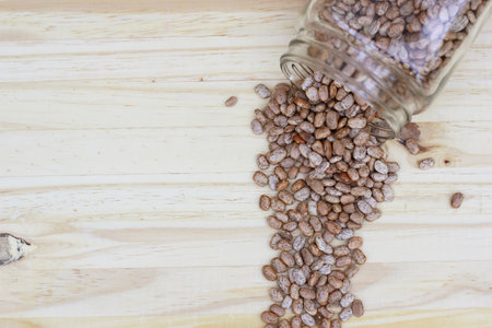 Pinto Beans Spilled on Kitchen Tableの写真素材