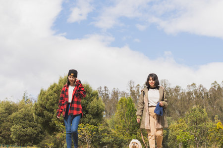 Friends enjoying a day off outside.の写真素材
