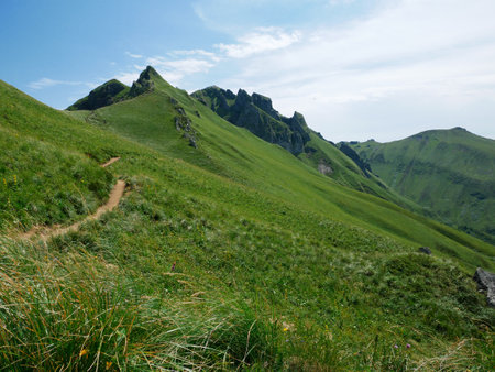 Nice picture of the regional natural park of the Auvergne volcanoes in the center of Franceの写真素材