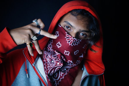 Men Hip Hop poses , Closeup , Blond Hair , Attitude Expression , Black Background , Vastav Kharatの写真素材