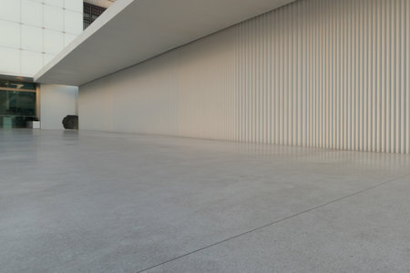 empty marble ground and cityscape of modern city.の写真素材