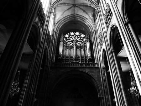 Nice picture of the vault of the gothic cathedral called Notre dame e l'Assomption in Clermont...