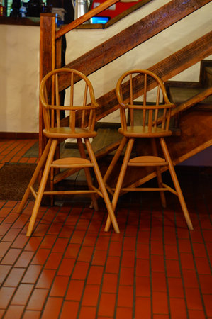 Two wooden chairs for babiesの写真素材