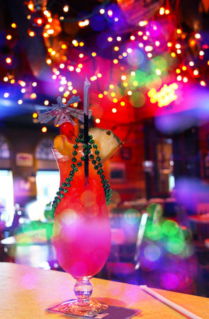 Hurricane Cocktail in Restaurant Bar With Bokehの写真素材