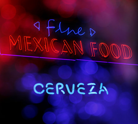 Neon Sign - Mexican Food and Cervezaの写真素材