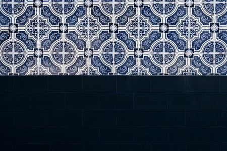 Traditional Portuguese Blue Tile Wallの写真素材