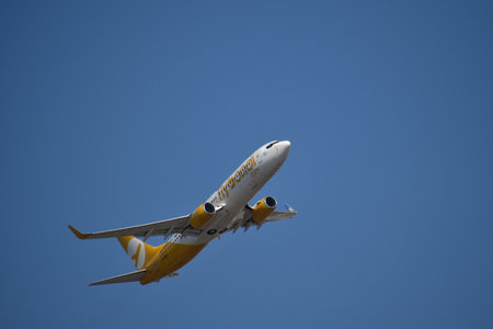 Aircraft Boeing  737-838 aircraft LV-HKN operated by flybondi airline taking off Aeroparque, Buenos...