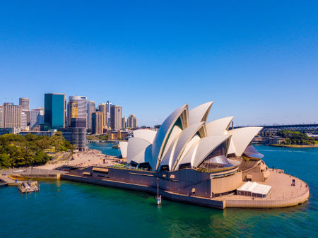 A high angle shot of the Sydney Opera House in Australiaのeditorial素材