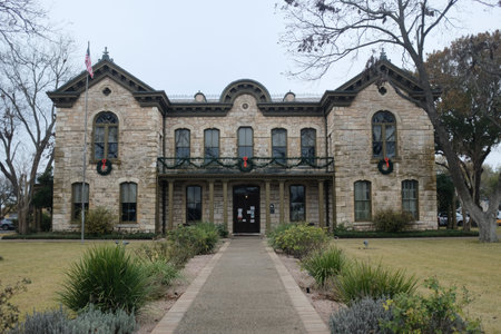 A beautiful view of the old library in Fredericksburg, Texas, usaのeditorial素材
