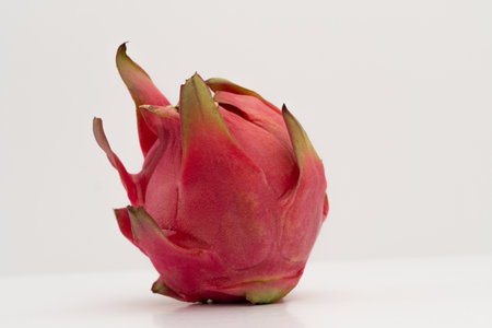 pink pitahaya or dragon fruit isolated on white background with copy-spaceの写真素材