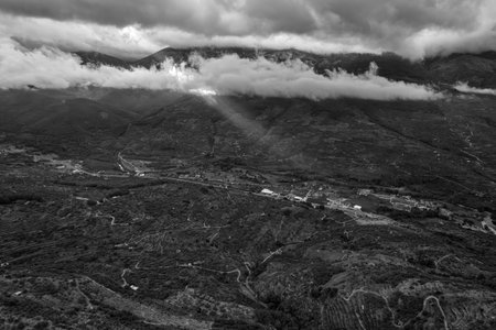 Landscape in the Valle del Jerte. Extremadura. Spain.の写真素材