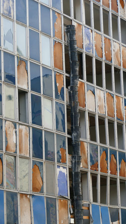 Old dilapidated facade in Leipzigの写真素材