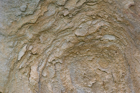 Nature background. Beige sandstone texture with corrosion pattern, semicircular surface distortion...
