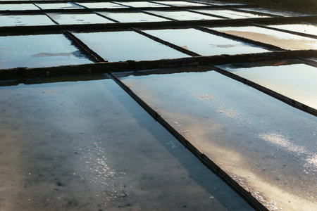View of a salt pans in Aveiro, Portugalの写真素材