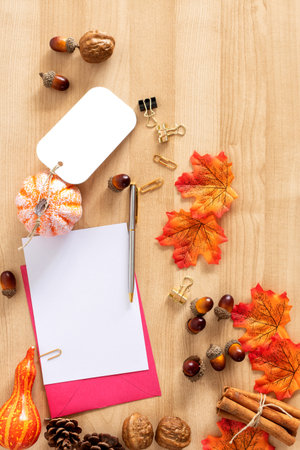 Thanksgiving Setting Background. Greeting mock up.の写真素材