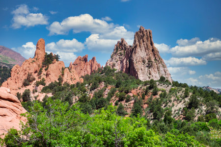 Sandstone rock formations in the Garden of the Gods, Coloradoの写真素材