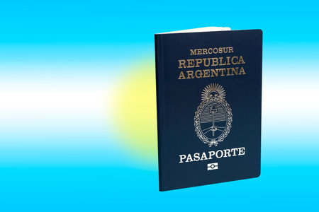 Argentine passport. Background flag Argentine colorsの写真素材