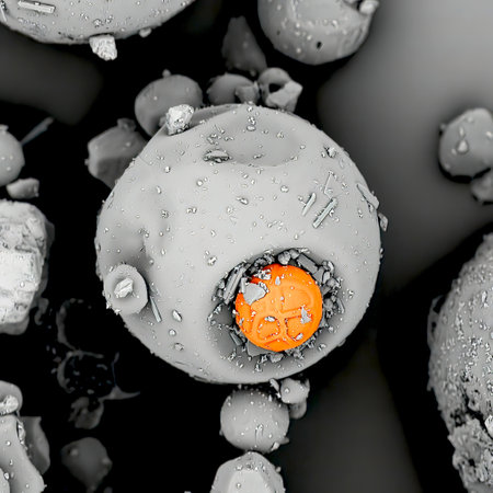 Lutein based food supplement  observed in a scanning electron microscopeの写真素材