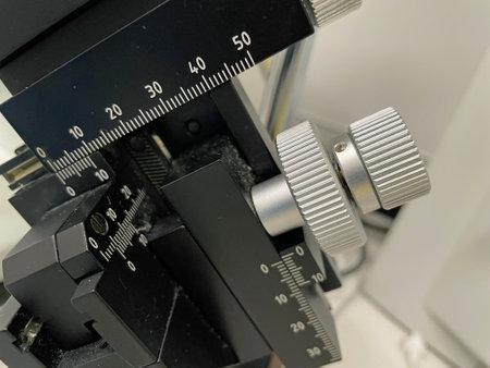 Rotary control and incremental scale on scientific instrumentの写真素材