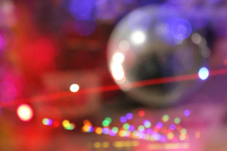 Blur Mirrored Disco Ball Background with colorful Bokeh