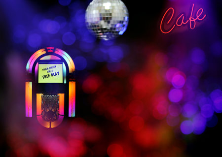 Jukebox in Bar with Disco Ball and Bokeh Composite Image