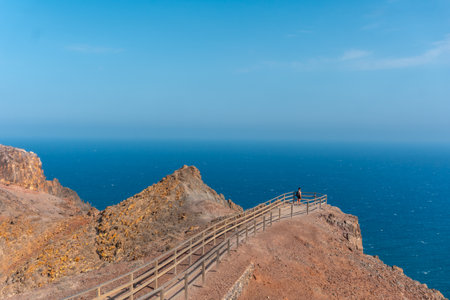 Path to the sea of the Entallada Lighthouse in the municipality of Las Playitas, east coast of the island of Fuerteventura, Canary Islands. Spainの写真素材