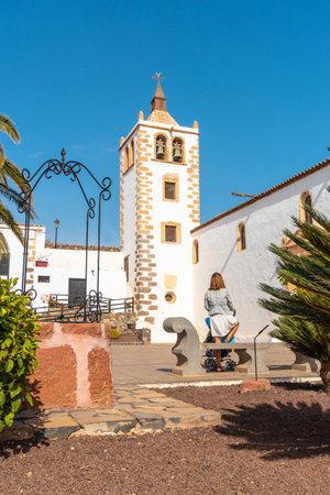 The beautiful white church of Betancuria, former capital, west coast of the island of Fuerteventura, Canary Islands. Spainの写真素材
