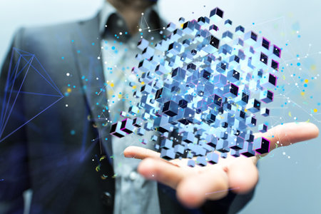 data Internet infrastructure concept. Abstract technology background. 3D rendering.の写真素材