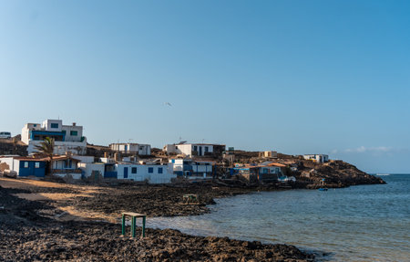 Beach of the fishing village of Majanicho, north of the island of Fuerteventura, Canary Islands. Spainの写真素材