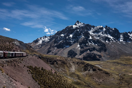 View of the Peruvian Central Railroad, famous for being the highest in America and the second highest in the world.の写真素材