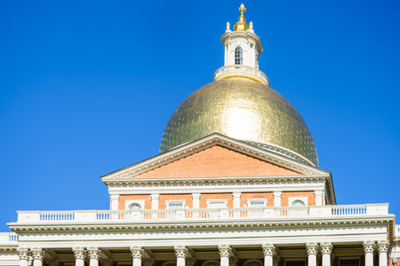 Boston, USA - 11 October, 2016: The Massachusetts State House is the state capitol and seat of government for the Commonwealth of Massachusettsのeditorial素材