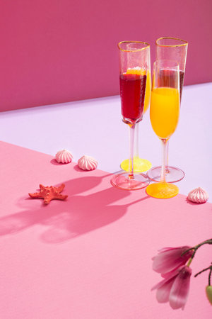 The delicious summer drinks high angleの写真素材