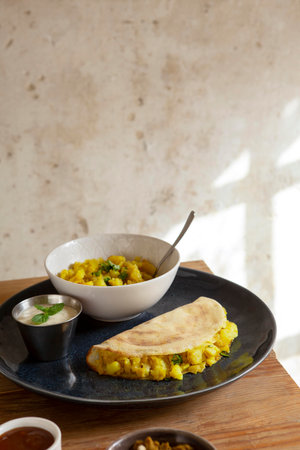 The delicious indian dosa assortmentの写真素材