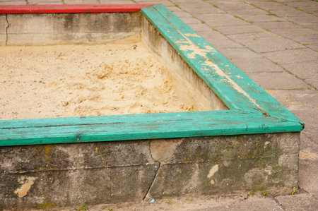 Square sandpit at a play groundの写真素材