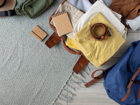 The composition clothes accessories suitcase
