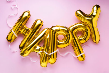 The happy letters balloons compositionの写真素材
