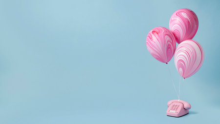 The composition with cute heart balloons box
