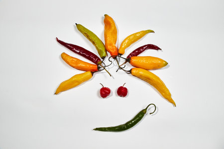 Vegetable, chile face on white backgroung
